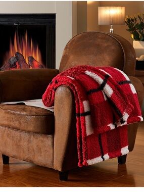 50"x60" Fireside Red/White/Black Throw 100% Polyester Warm Cuddly